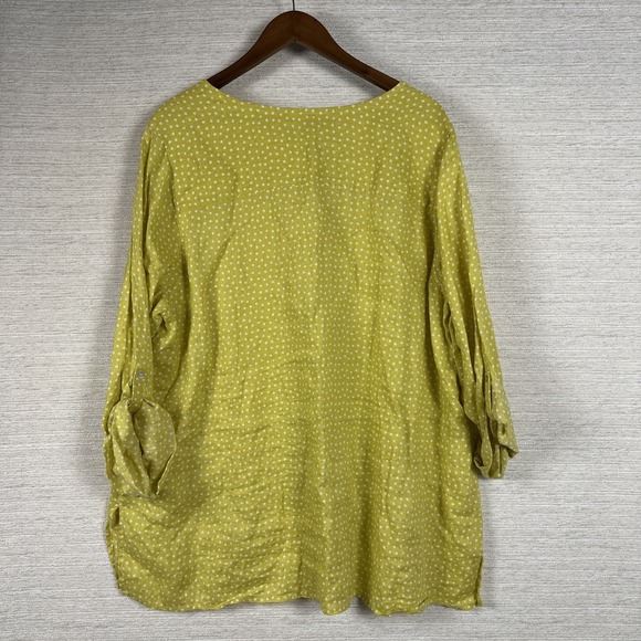 Rachel Zoe 100% Linen Womens 3X Yellow Polka Dot Resort Lagenlook Summer Casual - Picture 6 of 12